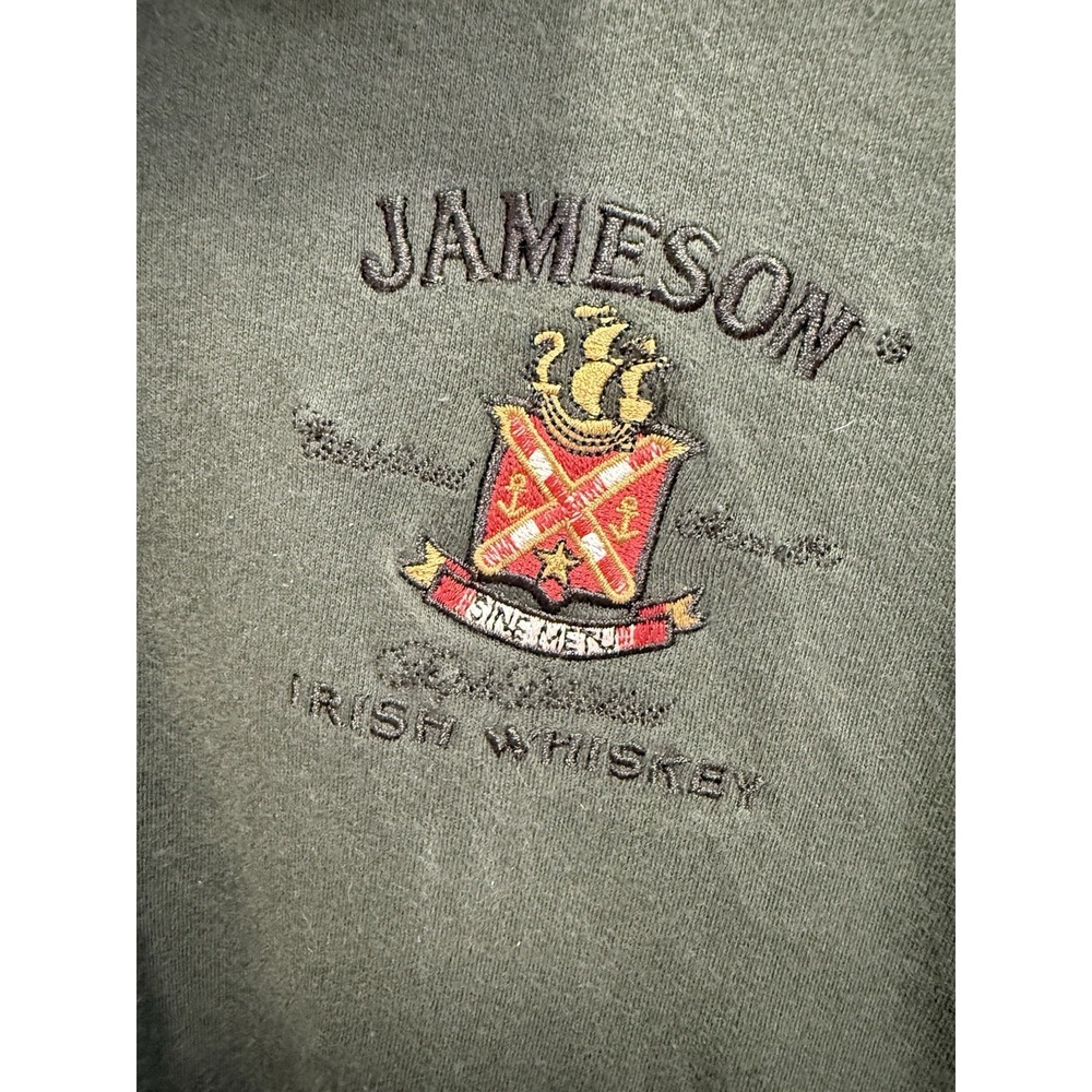 Jameson Whiskey Green Embroidered Long Sleeve Rugby Polo Shirt Men's Medium - Picture 5 of 14